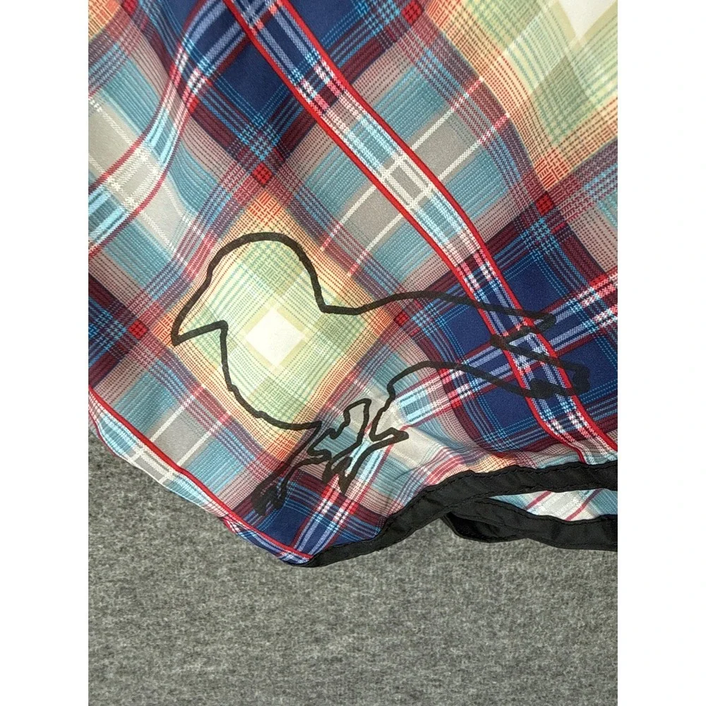 Modern Amusement Mens‎ Reversible Board Shorts Blue Black Striped Plaid Size 32